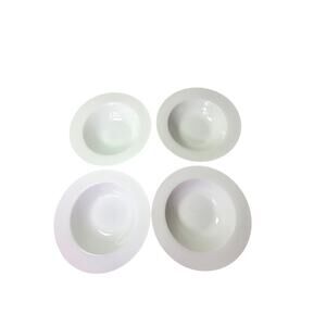 Pier 1 LUMINOUS White Porcelain 8 5/8" Rimmed Large Soup Bowls = SET OF 4